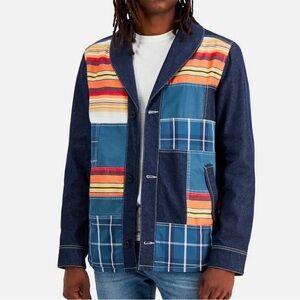 Sun + Stone patchwork denim blue navy men’s fall Jacket XL streetwear